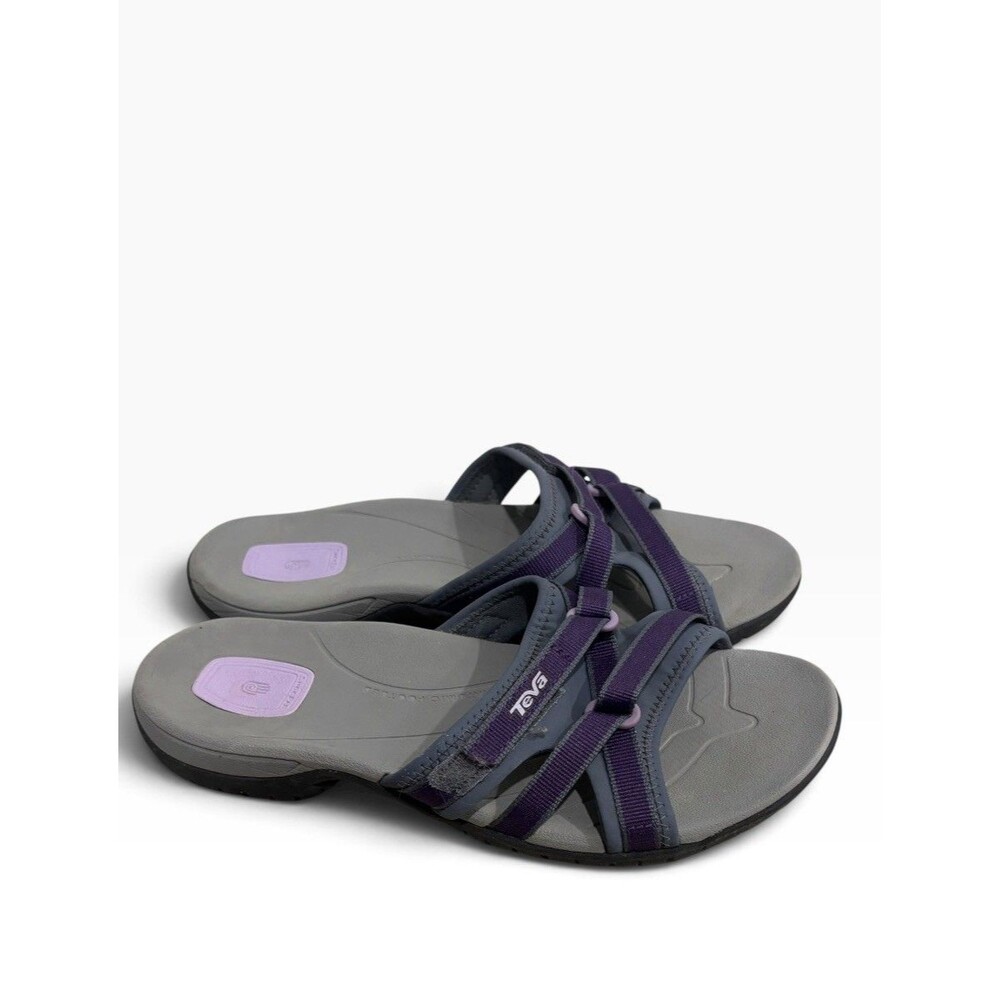 Teva Tirra Slide Sandals Womens Size 8 Purple Nylon Slip On Cushioned Comfort